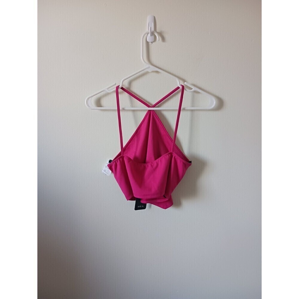 21 Saints Womens Juniors Halter Crop Top‎ Stretch Sleeveless Pink XL NWT - Picture 5 of 6
